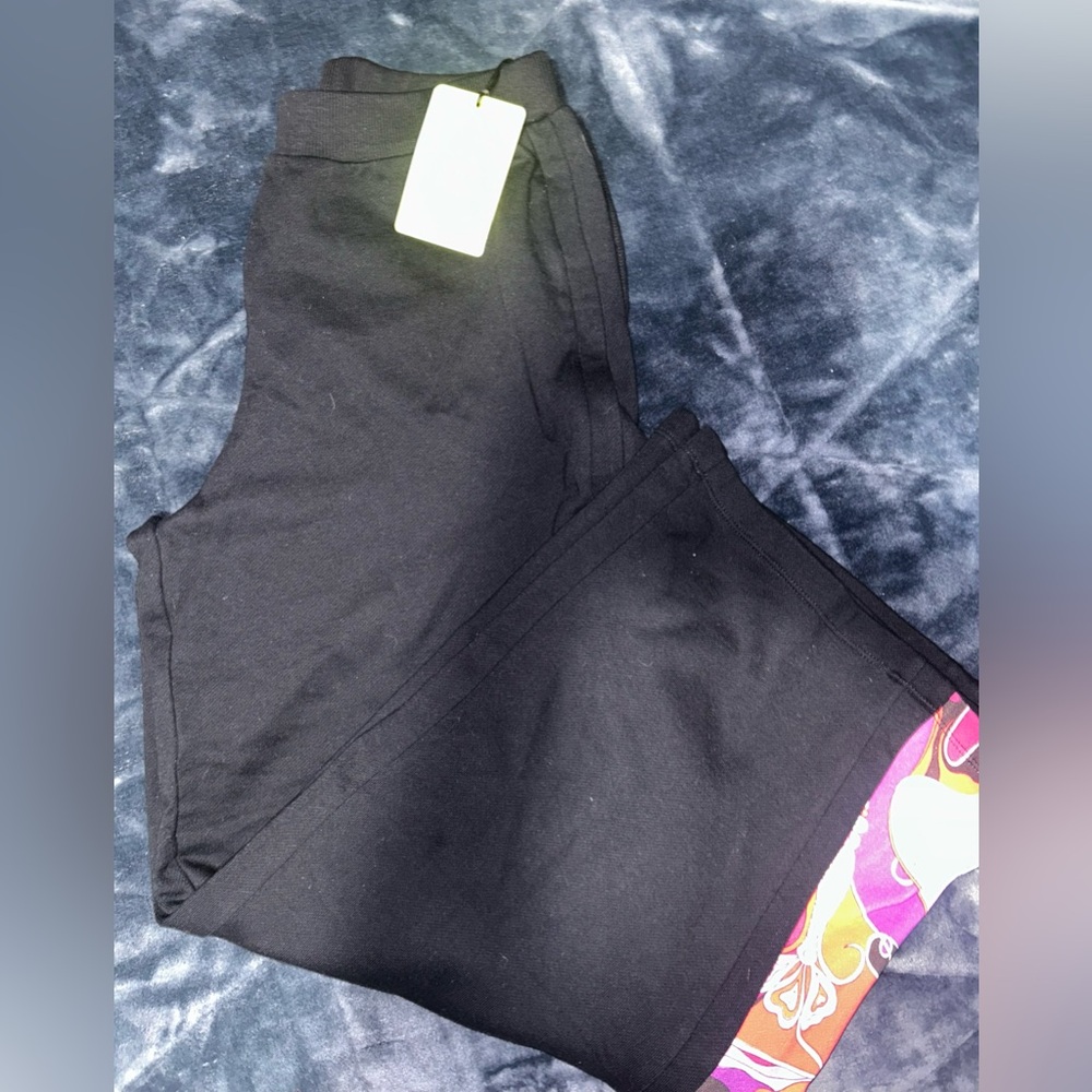 Emilio Pucci Black Kids Bottoms with Multicolor Trim